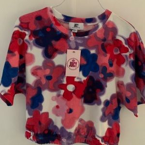 Juicy Couture all floral short sleeve top size S NWT